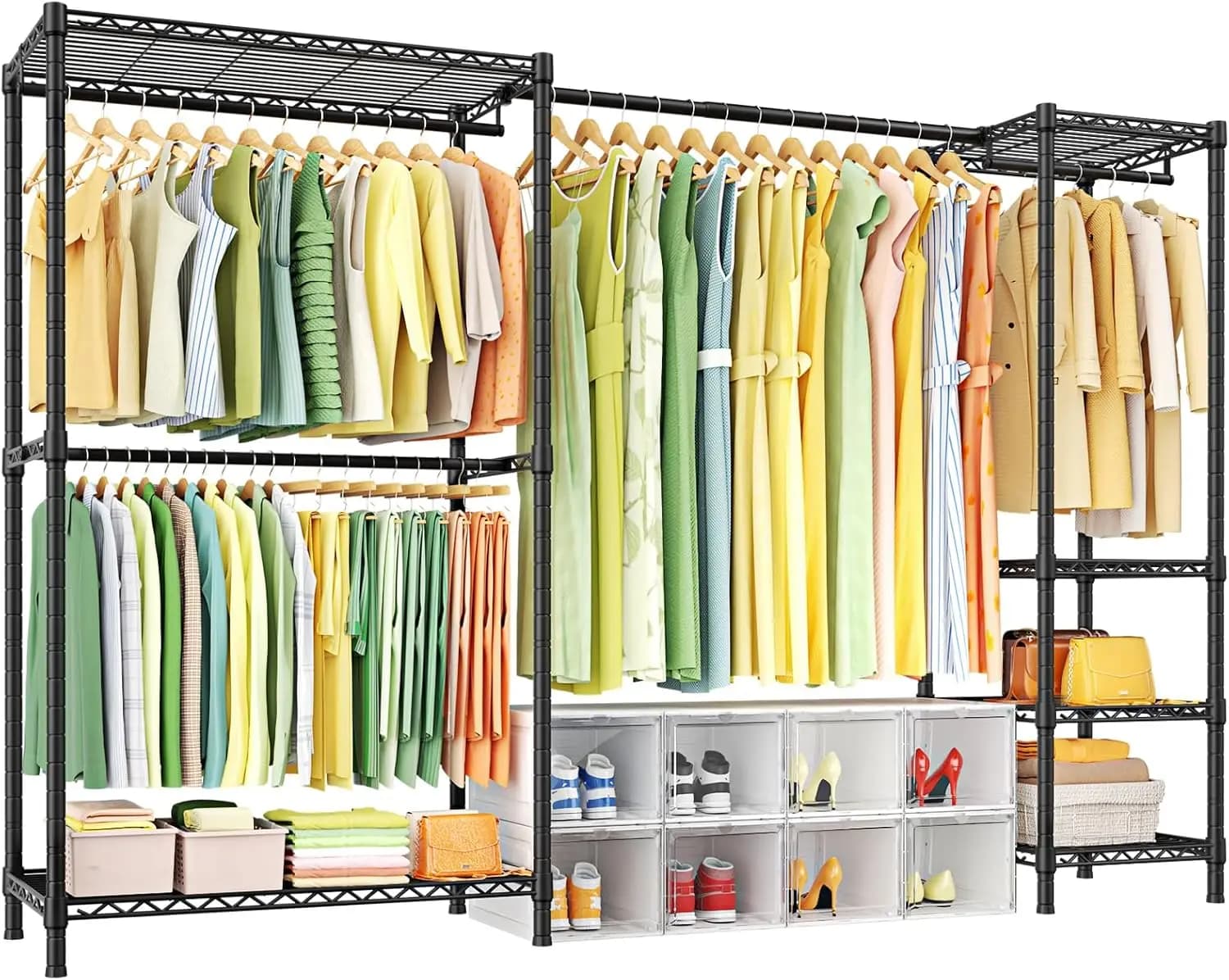 Appendiabiti E10 (con asta estensibile) Appendiabiti autoportante per appendere vestiti, organizer regolabile per armadio S