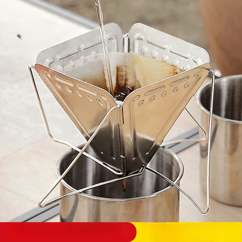 Portagocce per caffè in acciaio inossidabile 304 da campeggio esterno, tazza con filtro portatile, filtro pieghevole, mini accessori per il lavaggio delle mani