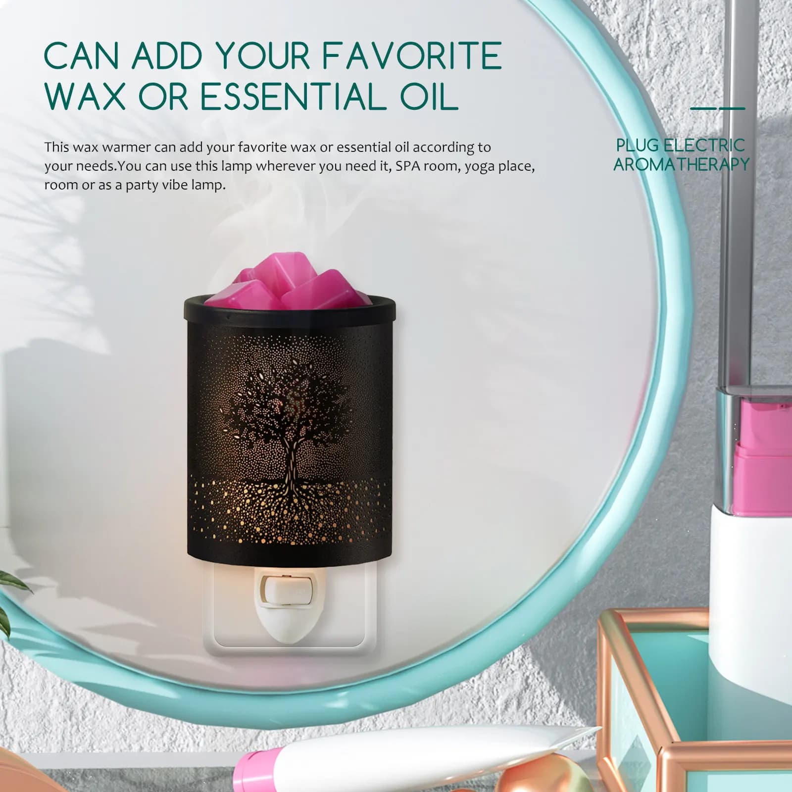 Lampada Notturna Elettrica Senza Fiamma per Sciogliere la Cera, Diffusore di Aromi, Lampada Decorativa Romantica per la Casa