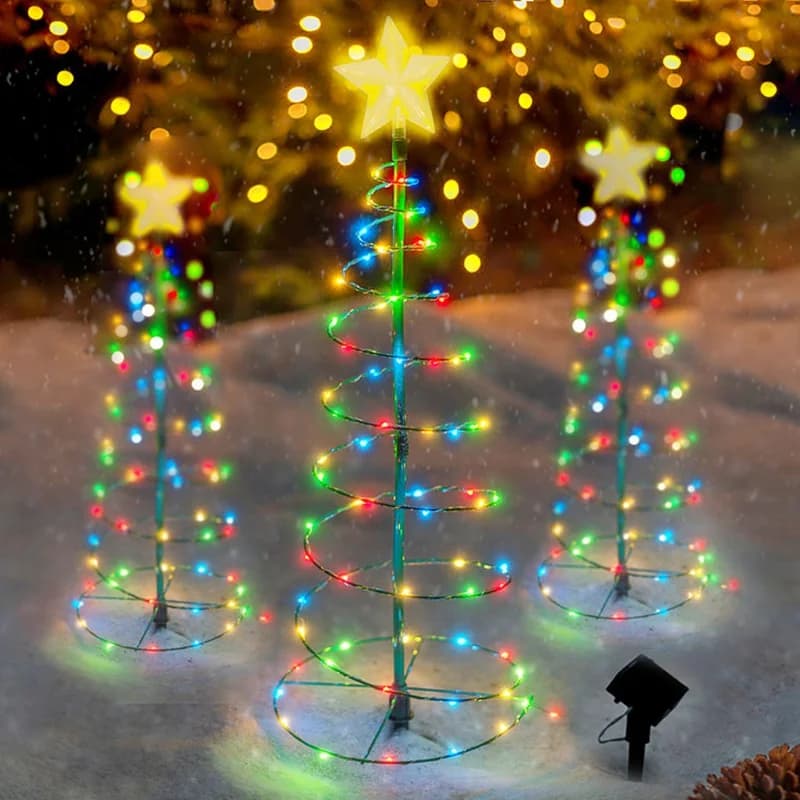1 pz decorazione per albero di Natale a led solare impermeabile per esterni luci a corda ad energia solare ornamento di Capodanno decorazione del giardino