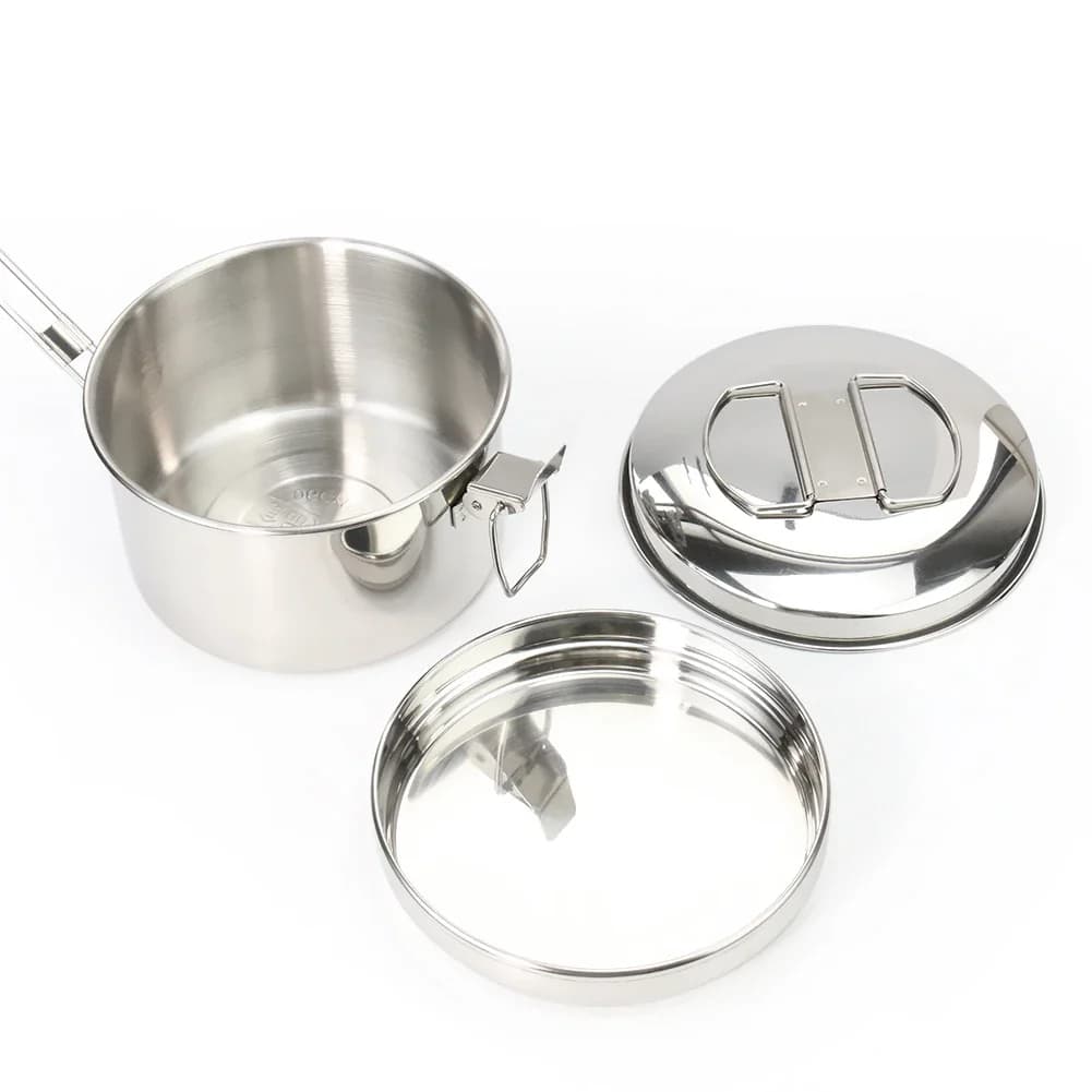 Set of Stainless Steel Folding Pots and Panels for Camping, Picnic, Hiking and Traveling