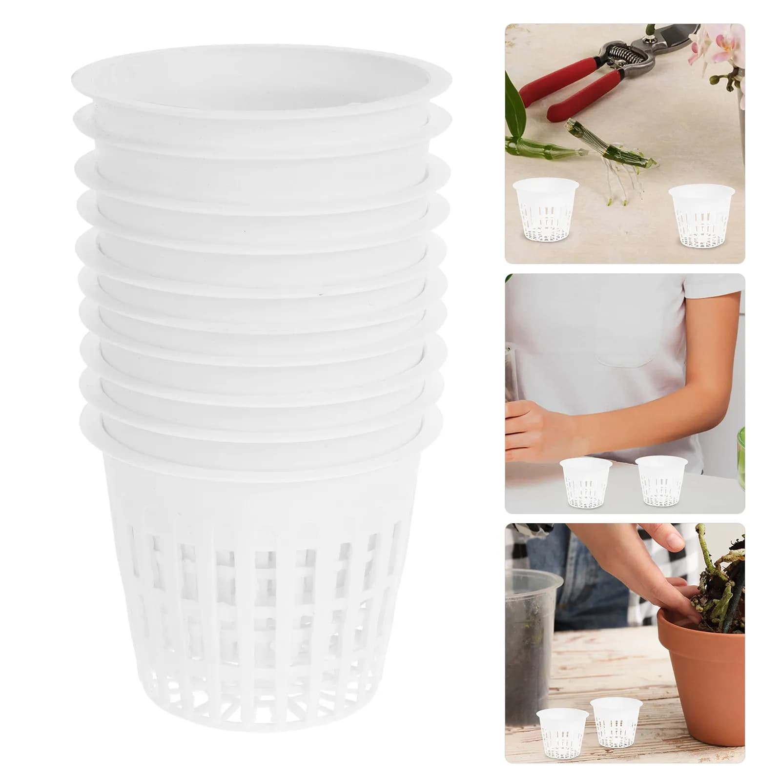 10Pcs Hydroponic Orchid Planter Basket Mesh Net Pots Plastic Nursery Cups for Garden Plant Grow Hydroponics Supplies