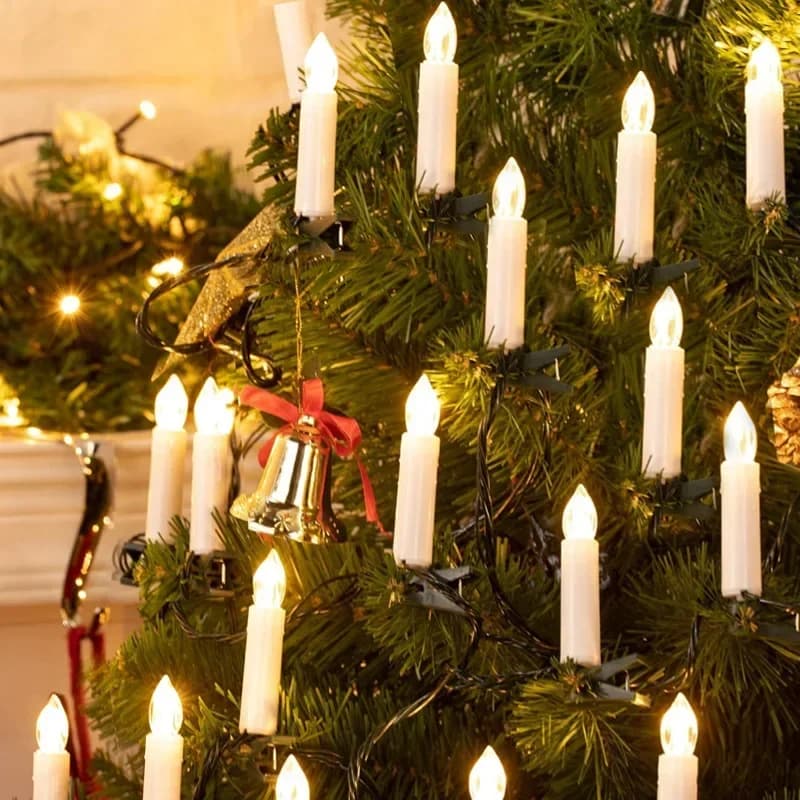 Candele coniche senza fiamma 10/20 LED con clip, decorazione per albero di Natale per le vacanze in casa