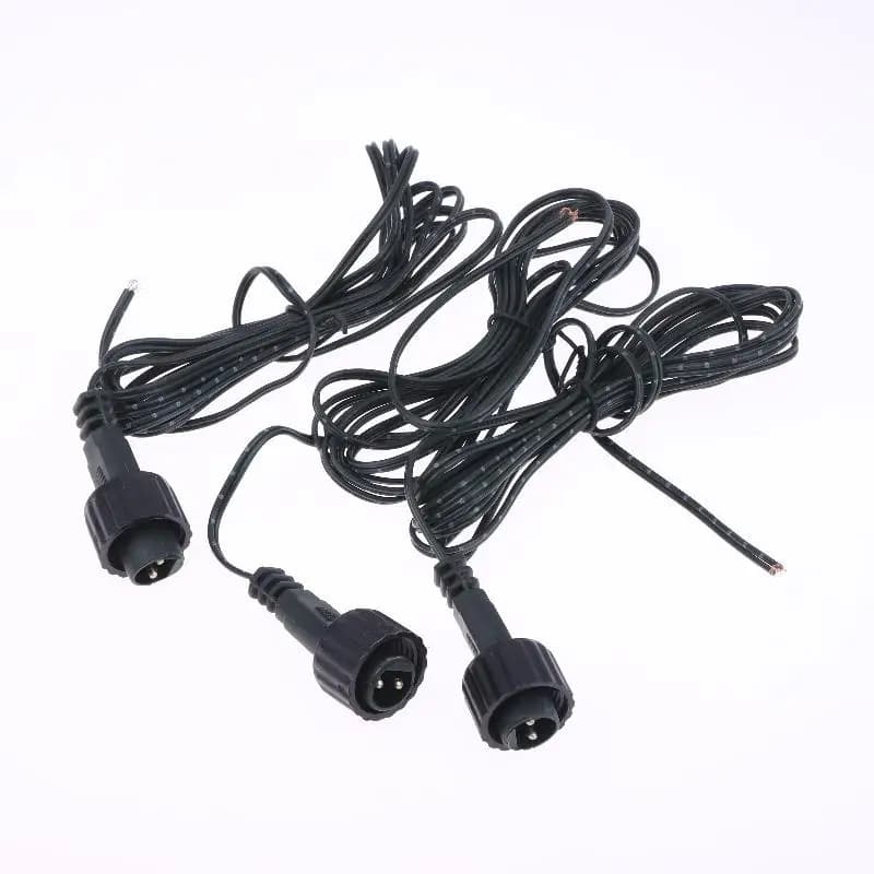 Cavo di prolunga impermeabile per pannello solare con connettore LED a 2 pin maschio, 2 metri, nero, cavo con connettore a 2 pin