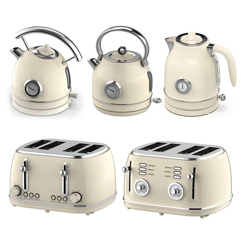 Hot Sale Kitchen Appliances Set Retro Electric Kettle Toaster Automatic Spremiagrumi Blender Kettle and Toaster