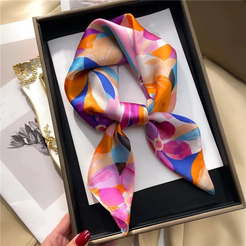 Foulard Quadrato di Lusso in Seta 2024 per Donna, Hijab, Fascia per Capelli, Sciarpa, Nastro, Bandana alla Moda