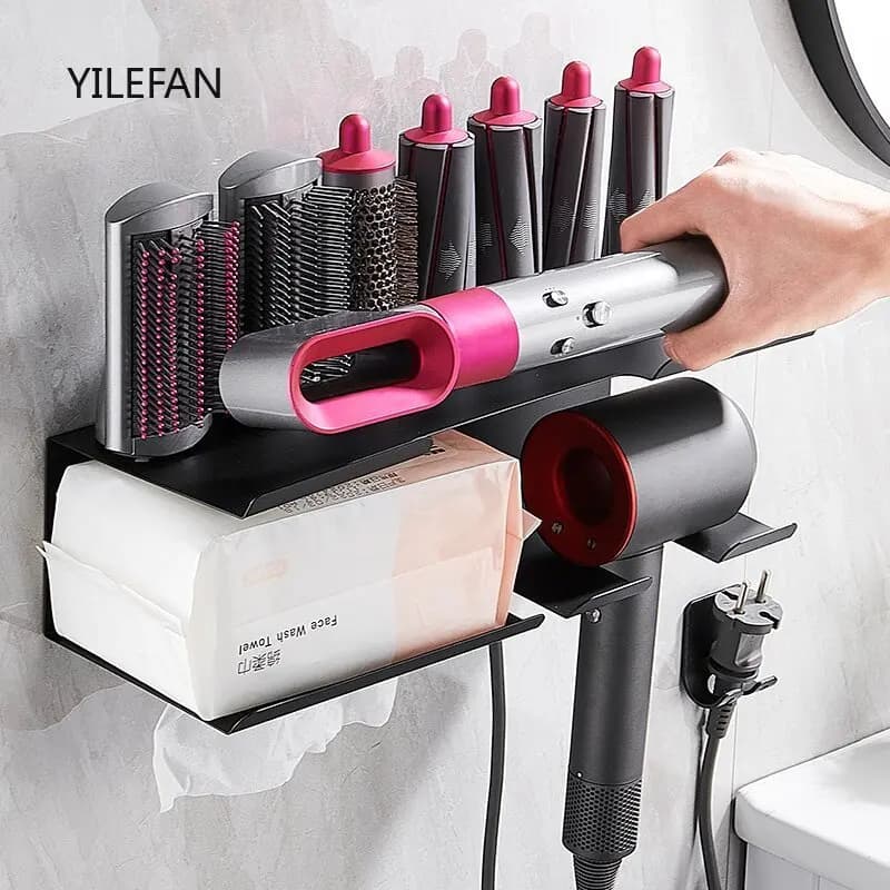 Supporto da Parete per Dyson Airwrap 2 in 1, Scaffale Portaoggetti per Asciugacapelli Supersonic, Adatto per Ferro Arricciacapelli, Bacchette e Spazzole