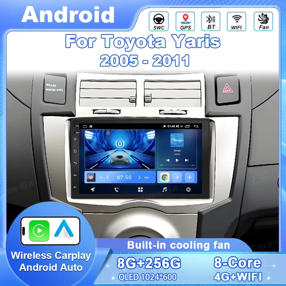 7" Android 16 Car Radio GPS Player For Toyota Yaris 2005 2006 2007 2008 2009 2010 2011 Stereo CarPlay Autoradio Video Bluetooth