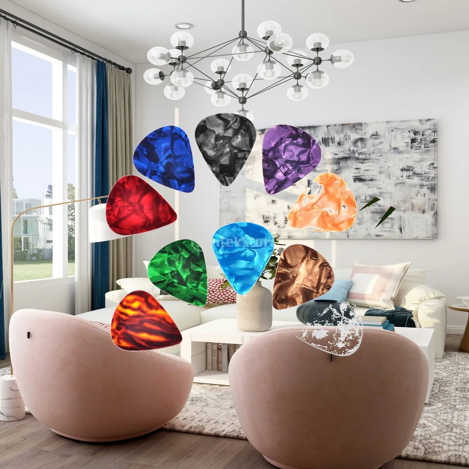 Smooth Plastic Guitar Picks Heart Shape Musical Instrument Accessories for Acoustic and Electric Guitar