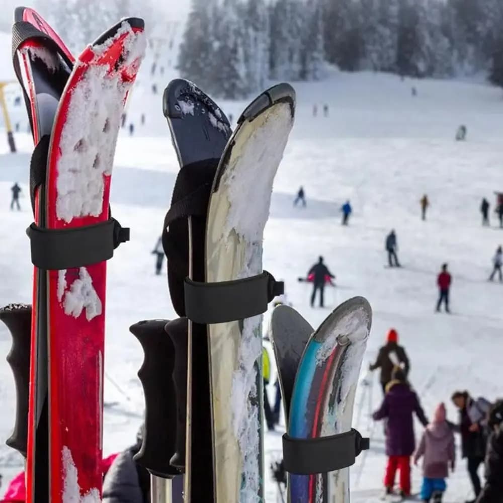 Cinghie Regolabili per Sci con Imbottitura Protettiva, Fascette Avvolgenti per Sci, Nastri in Nylon Nero EVA per Fissaggio Snowboard