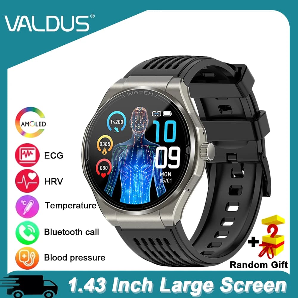 VALDUS 2025 Nuovo VE35 Pro ECG Smartwatch Uomo Donna 1.43 pollici AMLOED BT Chiamata Assistente vocale Batteria a lunga durata SoS Smart Watch
