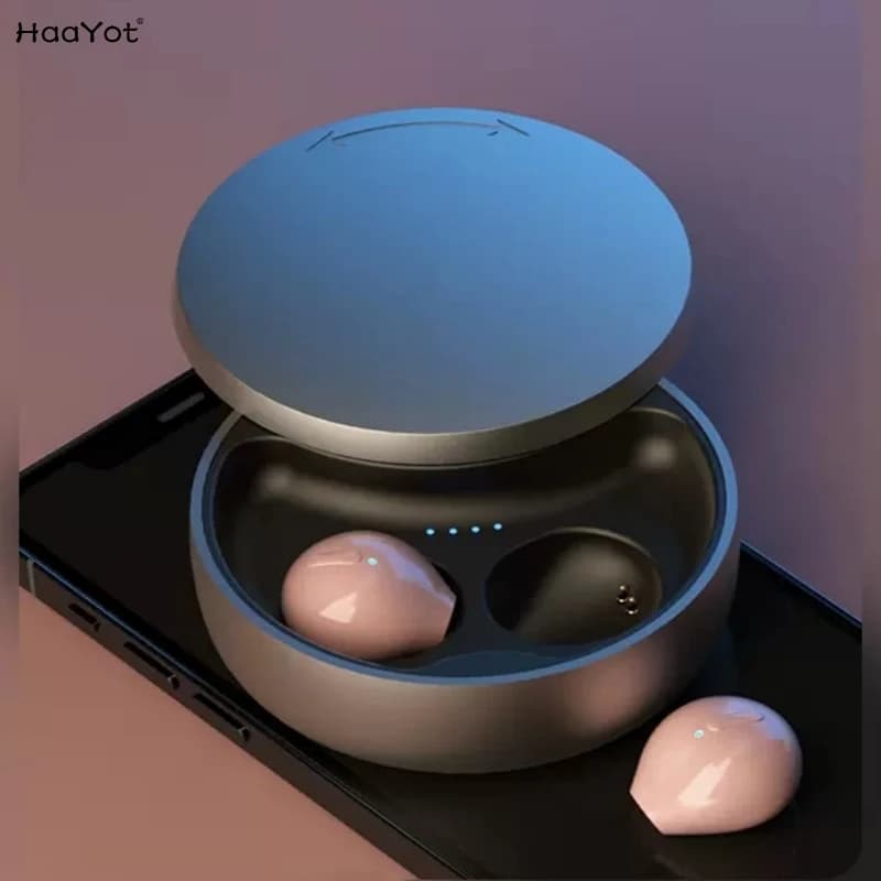 HAAYOT Bluetooth Invisible Wireless Headphones Waterproof for Sleep, Nano Sizes with Double Microphone for iPhone and Android Phones