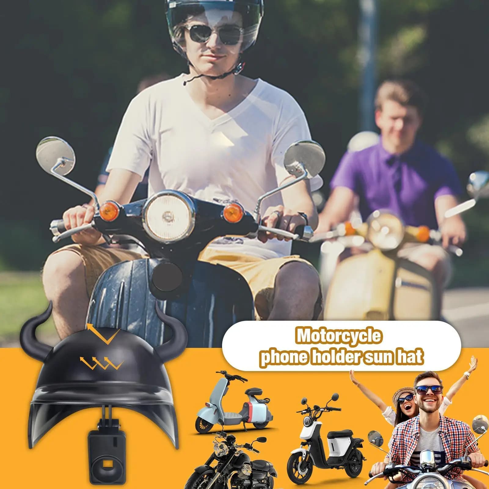 Supporto Impermeabile per Cellulare da Moto con Parasole, Porta Navigatore Anti-Riflesso, Supporto Stabile per Scooter e Motociclette