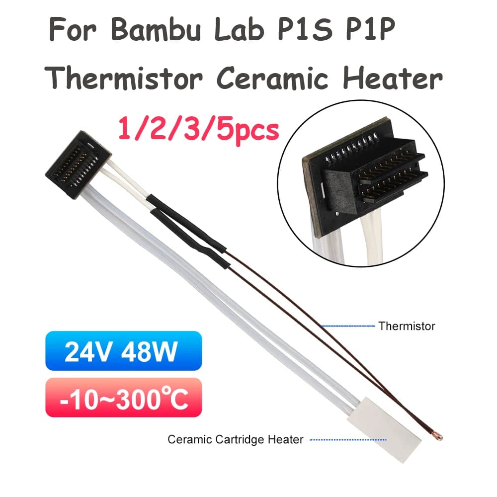 Cartuccia Riscaldante in Ceramica con Termistore per Stampanti 3D Bambu Lab P1S P1P, Blocco Riscaldante per Hotend TZ, Componenti per Stampanti 3D