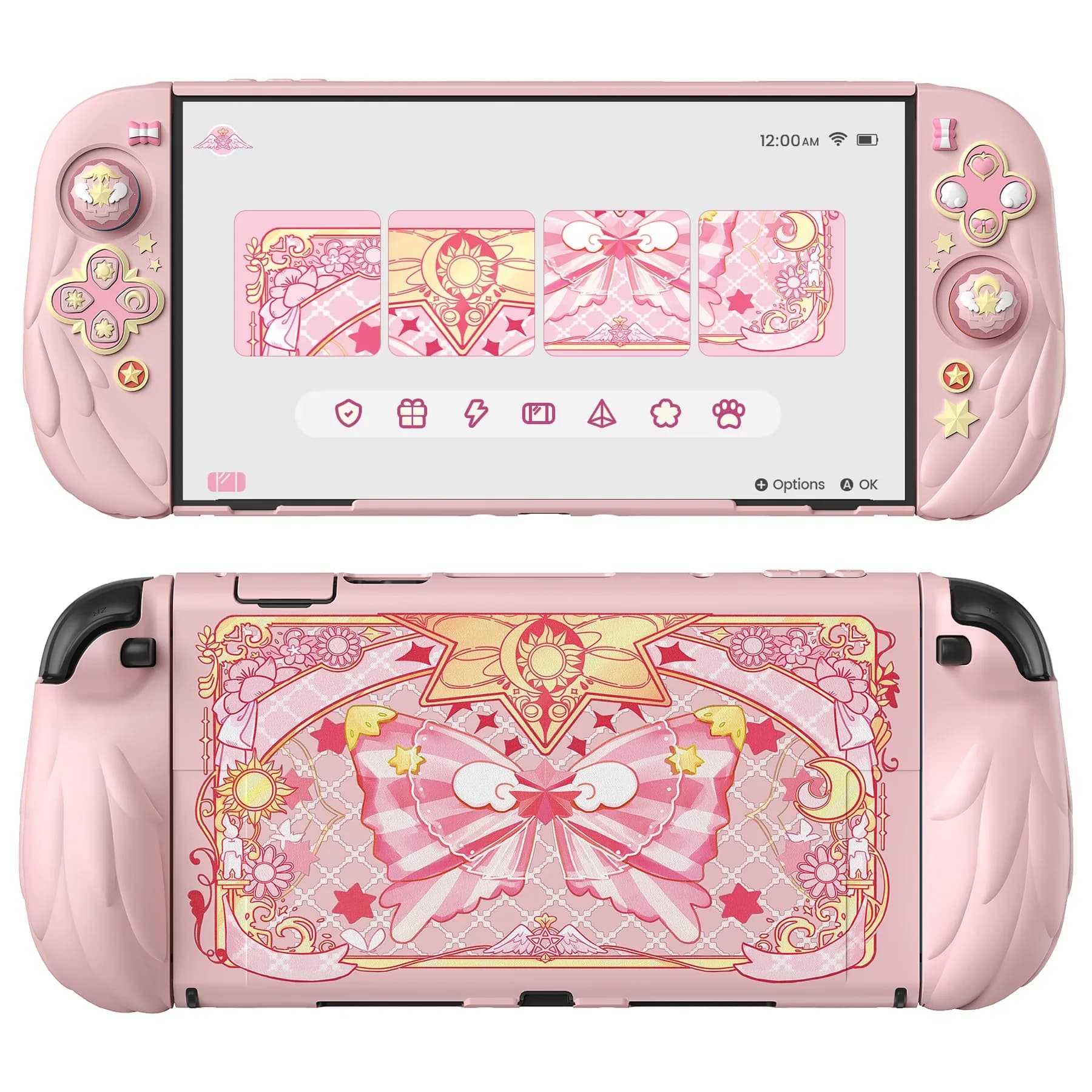Custodia Protettiva Compatibile con Nintendo Switch 2, Guscio Rigido Sottile Rosa per Accessori di Gioco NS2 Switch2 Star Wings