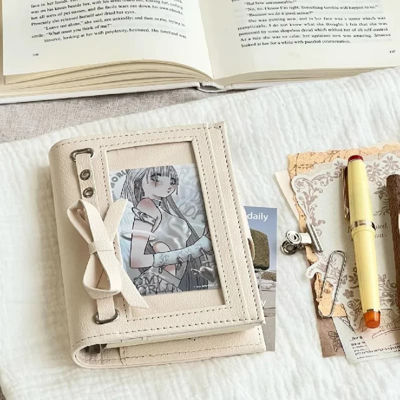 A7 PU Leather Loose Leaf Notebook with Transparent Window Detachable Inner Pages Portable Journal for Daily Record