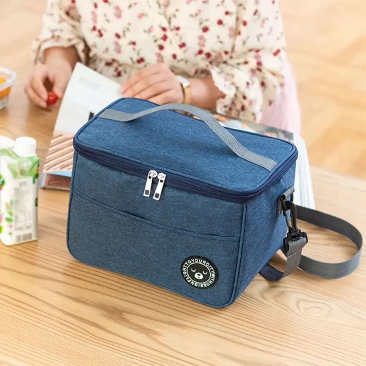 Borsa termica porta pranzo in alluminio con tracolla, borsa termica porta bento, confezione singola