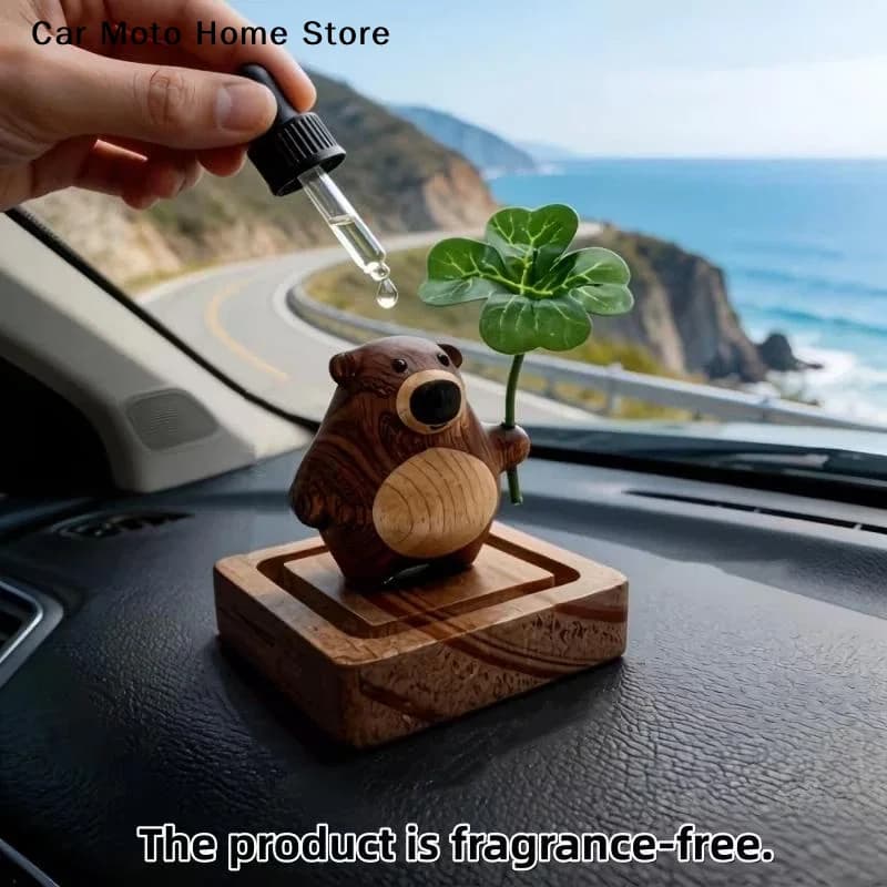 Diffusore a Forma di Orso 3D con Quadrifoglio, Ornamento Aromaterapico per Interni Auto, Diffusore di Oli Essenziali, Decorazione per la Casa "Senza Fonte di Profumo"