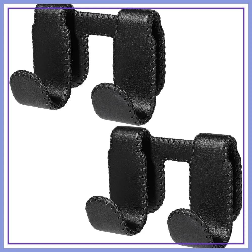 Ganci per Sedile Auto Rivestiti in Pelle per Tesla Model Y/Juniper e Model 3/Highland, Nucleo in Acciaio Inossidabile, Cuciture Artigianali, Gancio per Borsa, Organizzatore per Schienale (Confezione da 2)