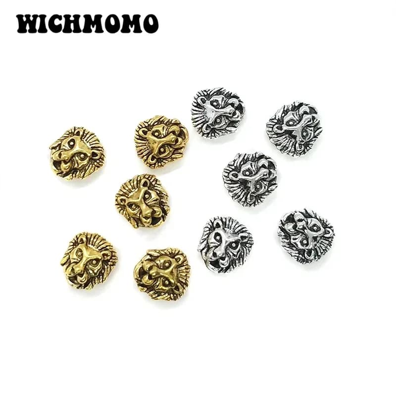 Nuovi 10 pezzi 12 mm in lega di zinco a forma di testa di leone perline fai da te perline braccialetto collana risultati dei gioielli