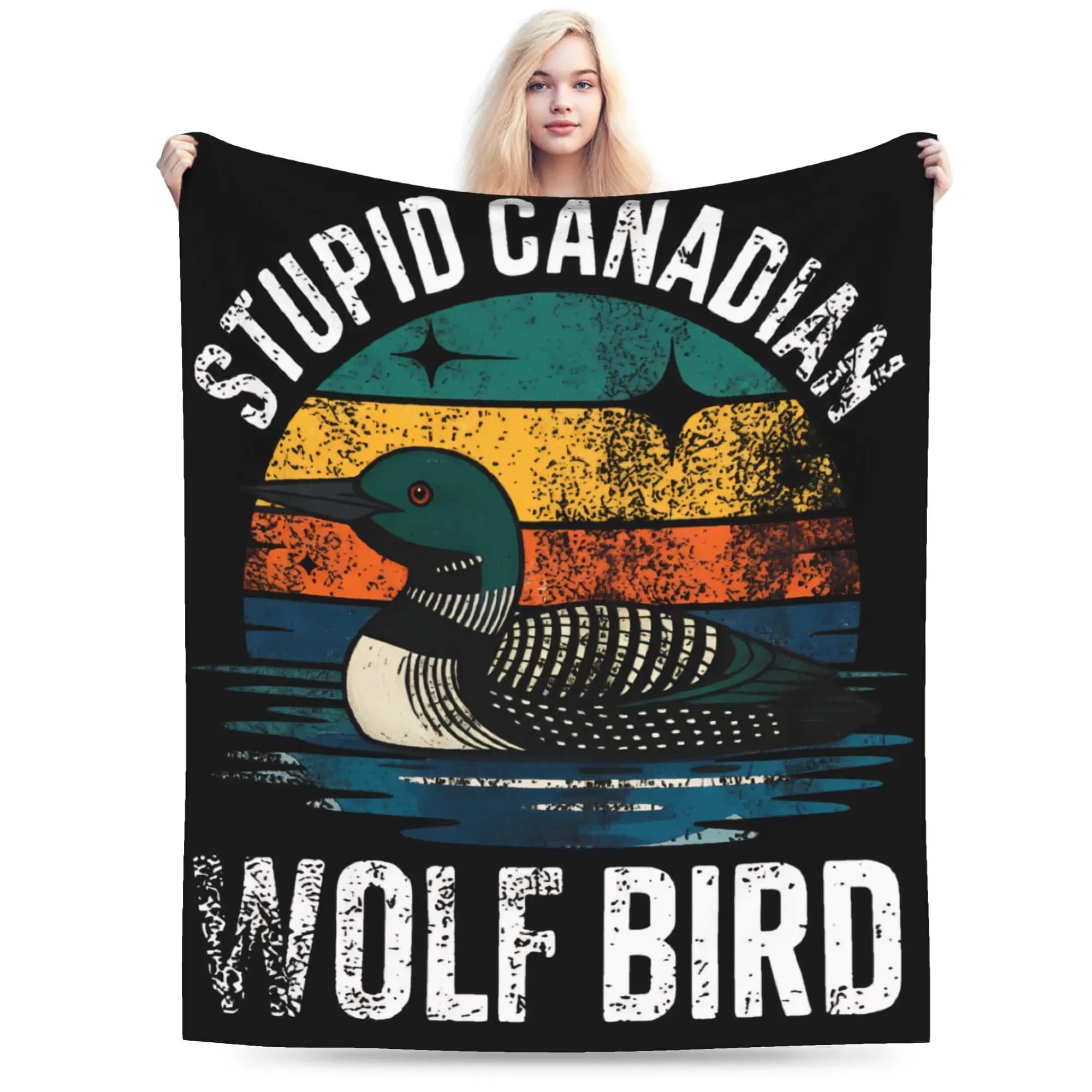 Coperta morbida in flanella per esterni, stile vintage, con motivo Rivality Hockey Canadese, ideale per letto o divano