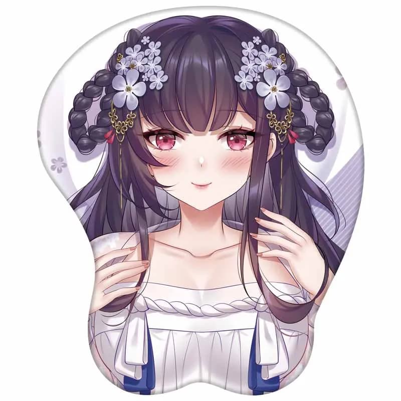 ROC Yat Sen 3D Poggiapolsi per le mani Tappetino per mouse Gioco Azur Lane Mousepad Silicone Seno carino Oppai Morbido Tappetino per mouse da gioco Lavoro d'ufficio