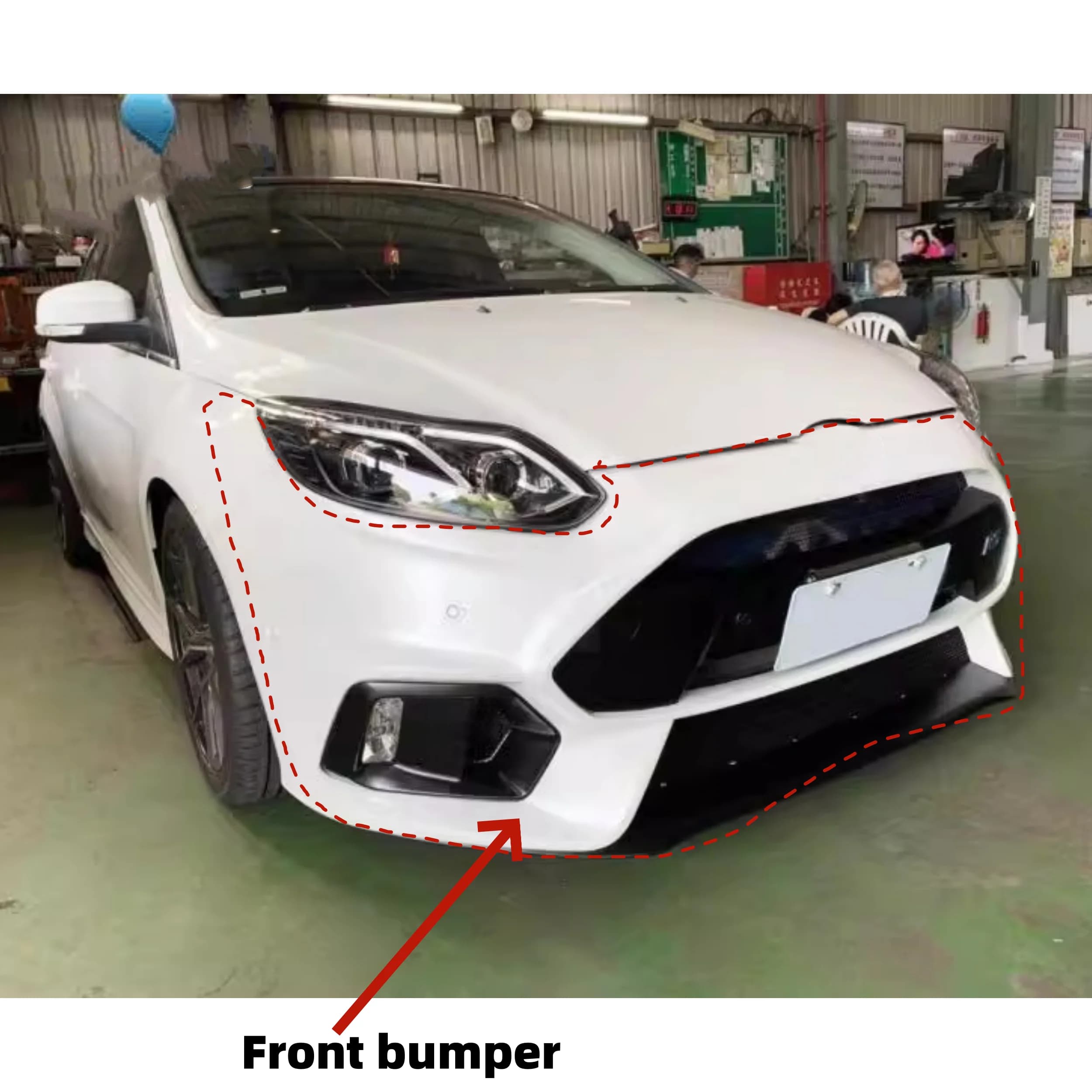 Kit carrozzeria per Ford Focus 2012 modificato in stile RS 15-18 Surround Paraurti anteriore Paraurti posteriore Gonna laterale Ala di coda Accessori auto