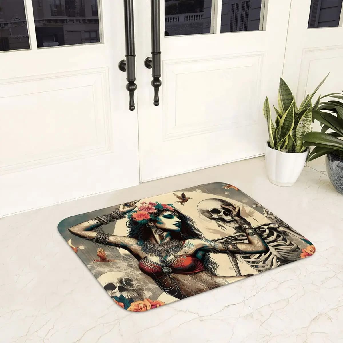 Alexander Gothic Las Elegantes Girls Day Of Dead Skull Zerbino antiscivolo Tappetino per tappetini per ingresso cucina