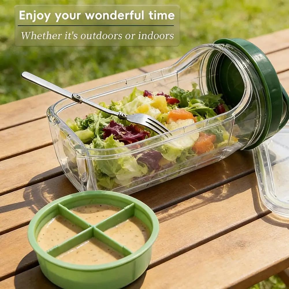 Leakproof Plastic Salad Box with Side-Opening Cover Portable Breakfast Fruit Storage Cup for Picnic Home Office