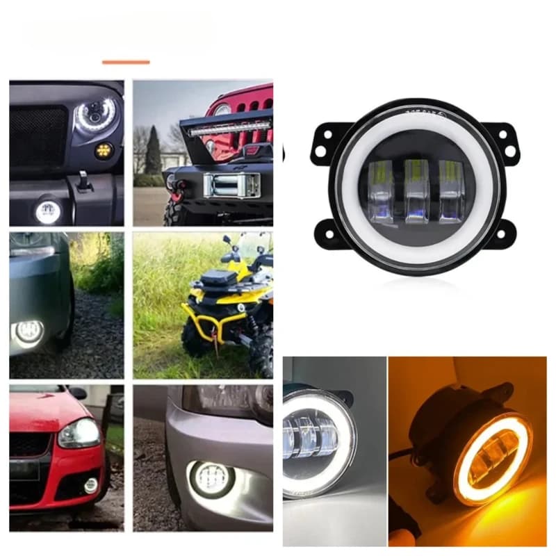 Car LED 4 inch Front Bumper Fog Light For Jeep Wrangler JK TJ Off-Road With White Halo Ring DRL Angel Eyes Lamp 30W Fog Lights