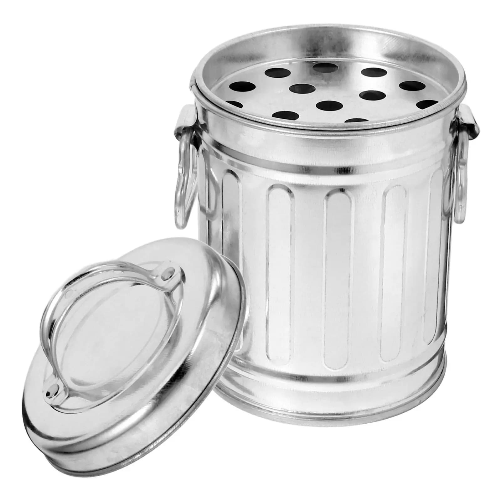Vanity Trash Bin Kitchen Mini Desktop Iron Wastebasket Ashtray with Lid Outdoor