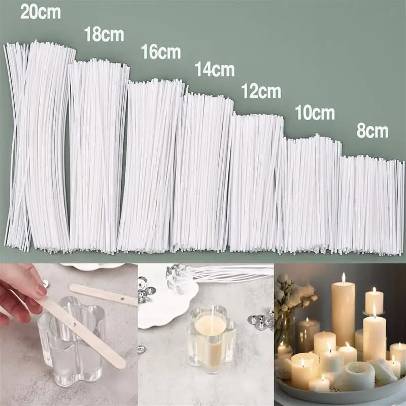 50/100Pcs Set di stoppini per candele in cotone cerato nucleo di cera senza fumo fai da te nucleo di cera di soia intrecciato candele per lampade a cherosene che fanno forniture
