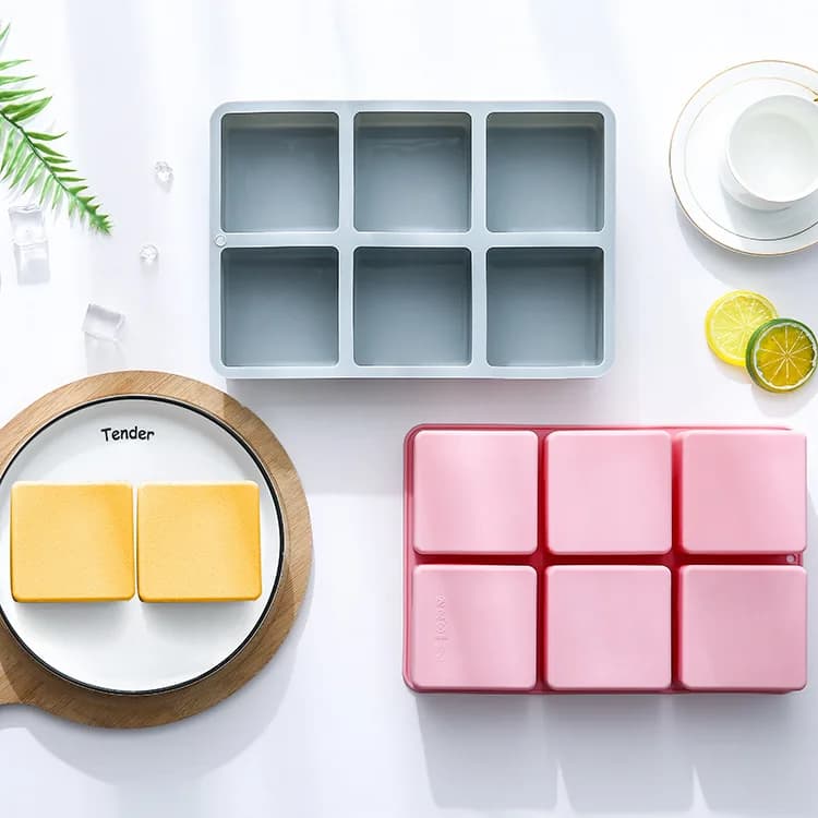 Stampo in silicone a forma di 6 quadrati, stampo per torta, teglia da forno, strumento per la cottura, stampo per sapone fatto a mano, stampo per cioccolato