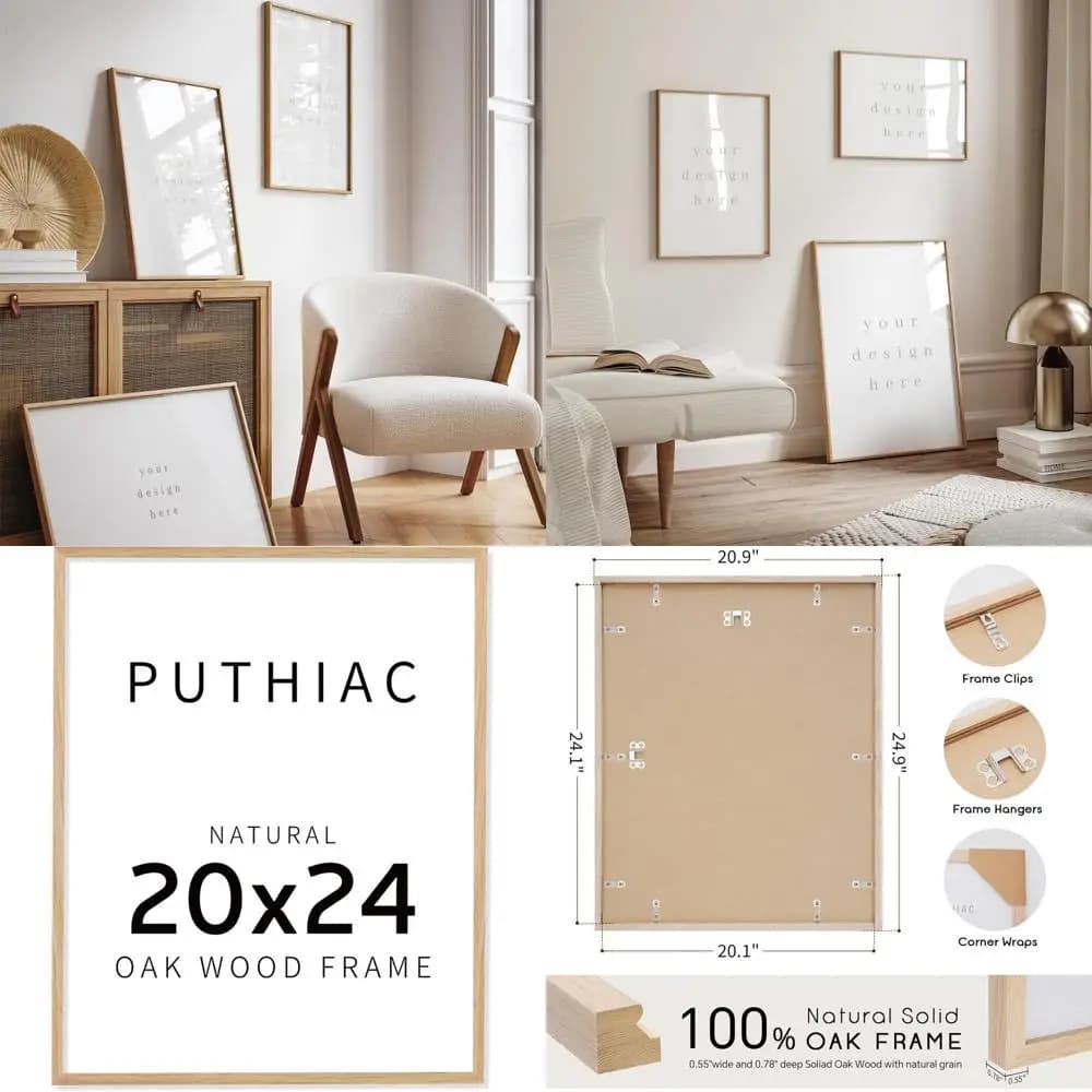 20 x 24 inch beige oak wall frames - Pack of 1 for posters and photos