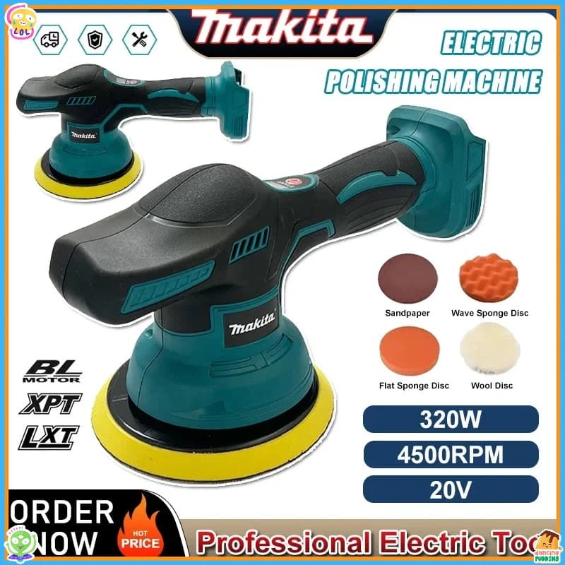 Lucidatrice per auto Makita con display digitale, senza fili, 8 velocità, per batteria da 18V, lucidatrice elettrica per auto, macchina per lucidatura e ceratura auto.