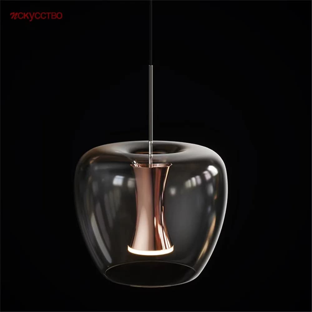 Lampade a sospensione a led in vetro trasparente a forma di mela dal design moderno Tavolo da pranzo di moda Cucina Interni Loft Decor Spots Lampada a sospensione