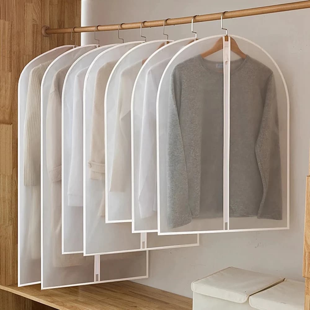 Vestiti appesi copertura antipolvere copertura per abito da sposa borsa portaoggetti per cappotto trasparente copertura per vestiti completamente chiusa con cerniera