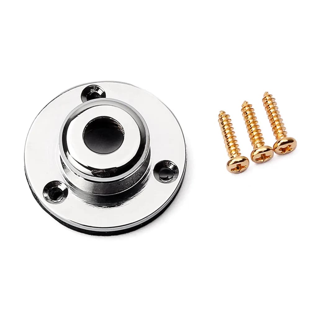 Chrome Screw Mount Endpin Strap Button Jack for Acoustic Guitar Bass Ukulele Output Jack Mounting Three Hole Tail Pin Hardware