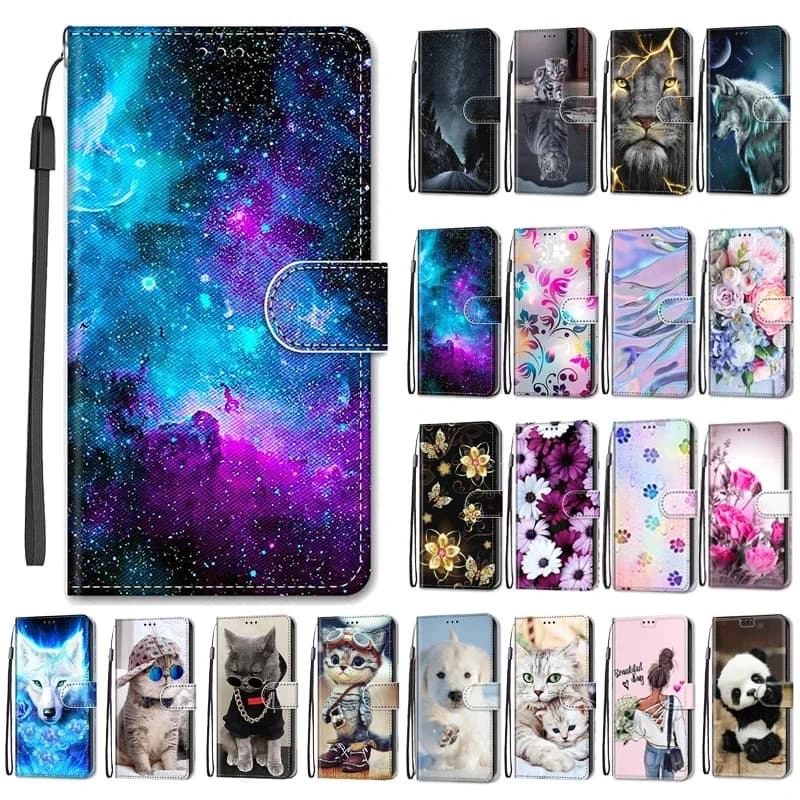 Custodia a conchiglia con motivo floreale per Motorola MOTO E13 4G E20 E30 E40 MotoE13 E 13 20 custodia a portafoglio in pelle per telefono Stand Book Cover Bag