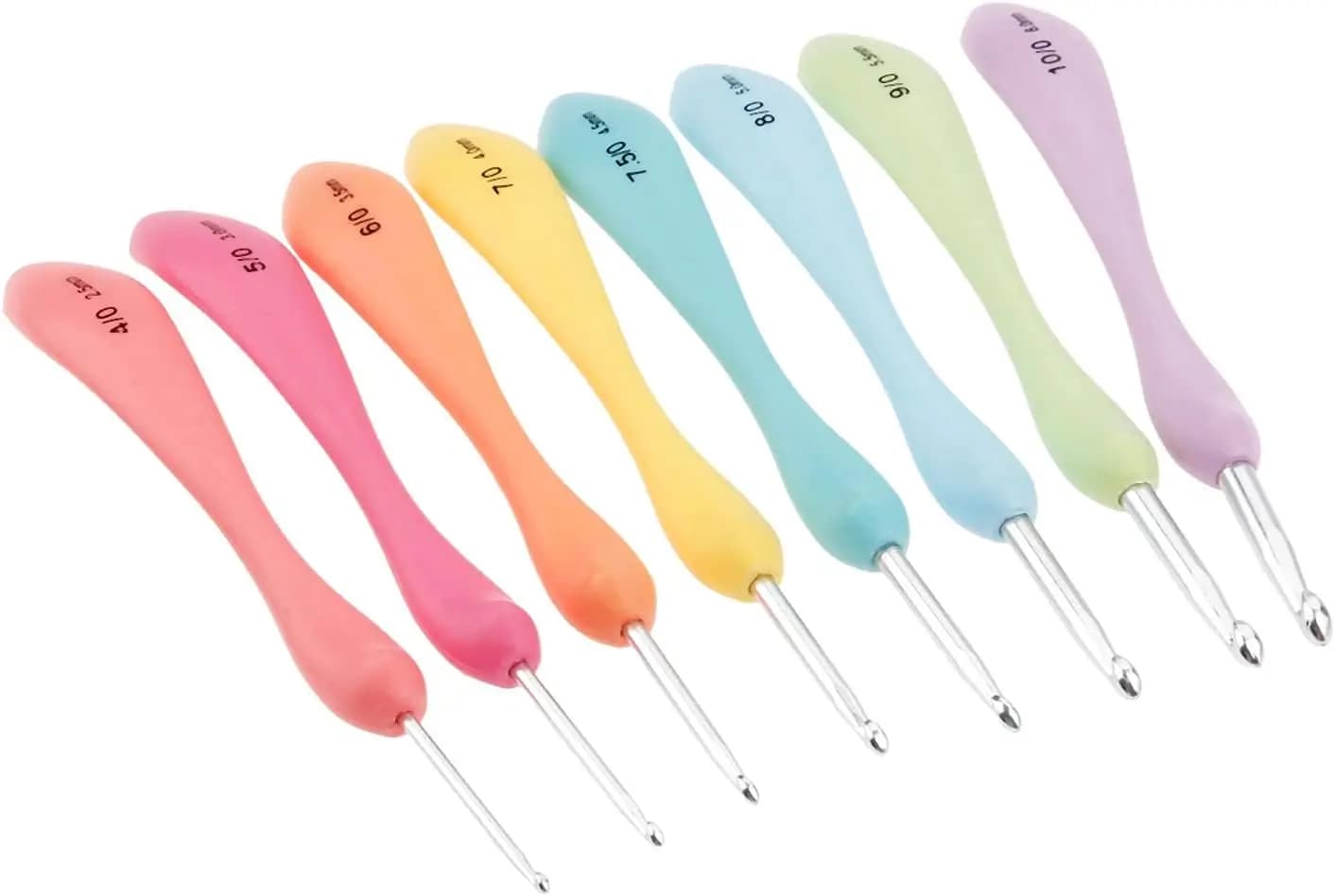 Set di Uncinetti Ergonomici con Impugnatura Grande, 8 Misure di Ferri da Maglia in Alluminio per Mani Artritiche e Presa Facile