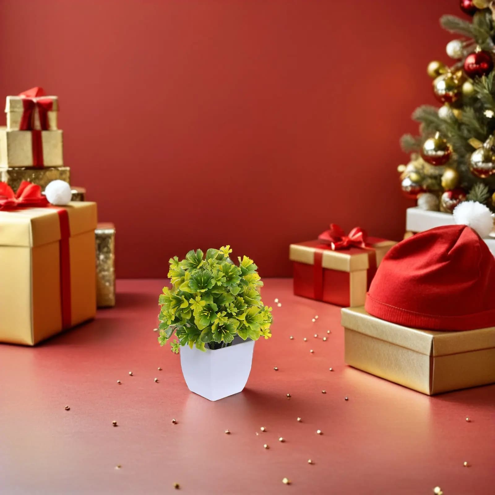 6Pcs Compact Mini Faux Potted Plants Realistic Plastic Artificial Flowers with Vase Easy Care Decor for Home Office