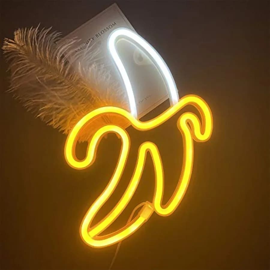 Banana Neon Signs, Banana Neon Light 11.4"x7.9" inch LED Neon Lights for Wall Decor, USB/Battery Powered Night Lamps Light Up S