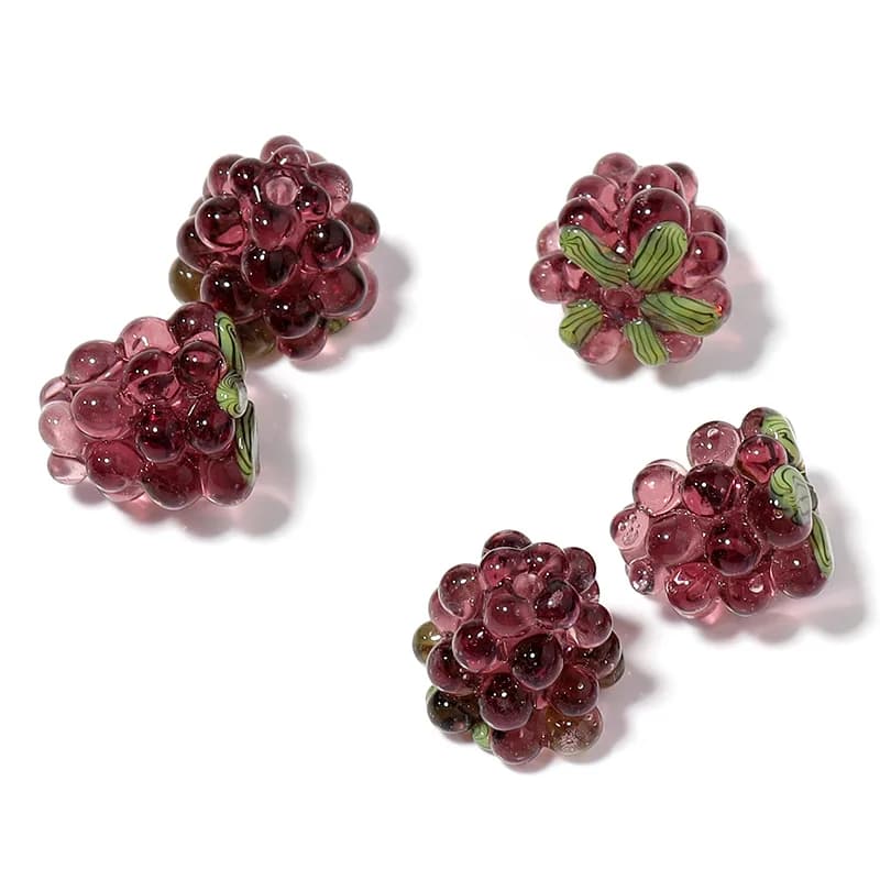 2-4pcs/lot Colorful Grape Lampwork Beads Raspberry Fruit Glass Beads Charms For Jewelry Making DIY Bracelet Earrings Accessories