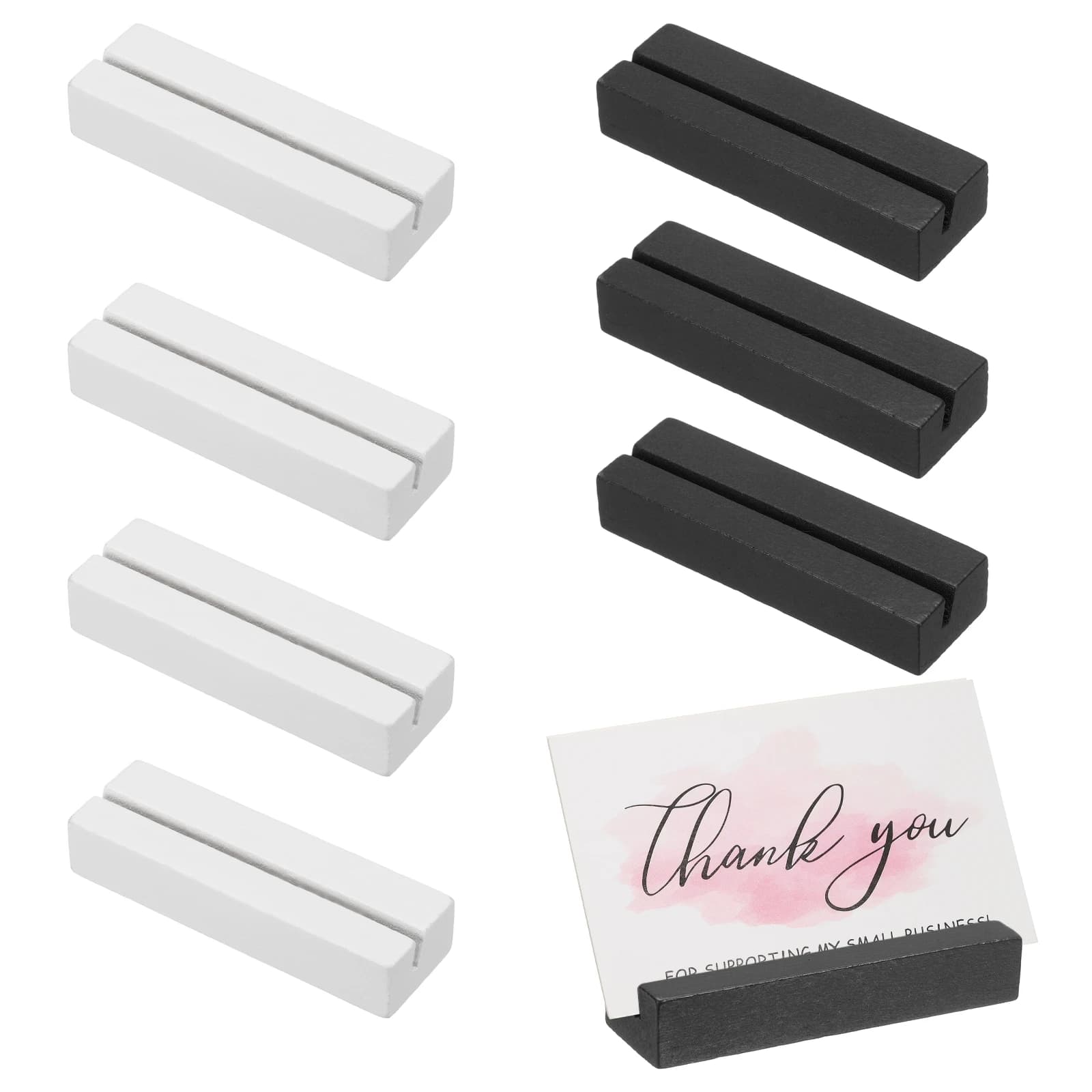 Set di 8 Portacarte in Legno da 80mm, Supporti Rustici per Esposizione Cartellini, Portanumero da Tavolo per Segnaposto, Espositori per Immagini, Negozi e Feste