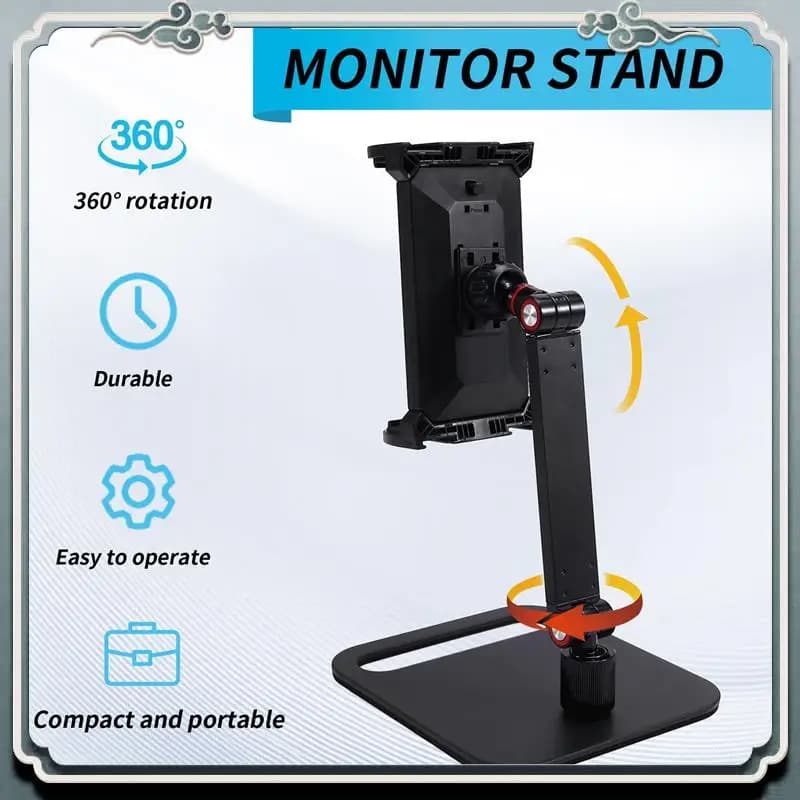 Premium 360 ° Premium Adjustable Portable Monitor Support for Tablet Support with Swivel Bracket Compatible with Table Clamp Support for Tablets
