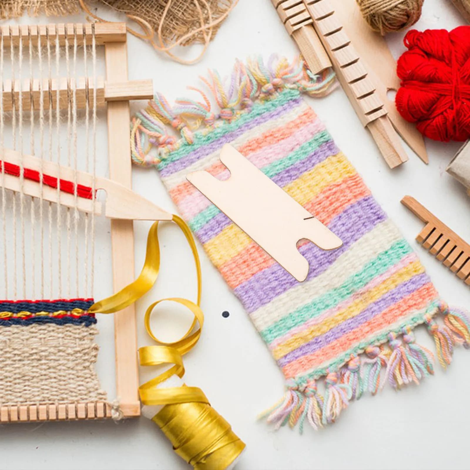 10Pcs Wood Weaving Shuttle Sticks Set Lightweight Loom Accessories for Scarf Tapestry Belt Weaving DIY Crafts Wood Bobbin Stick