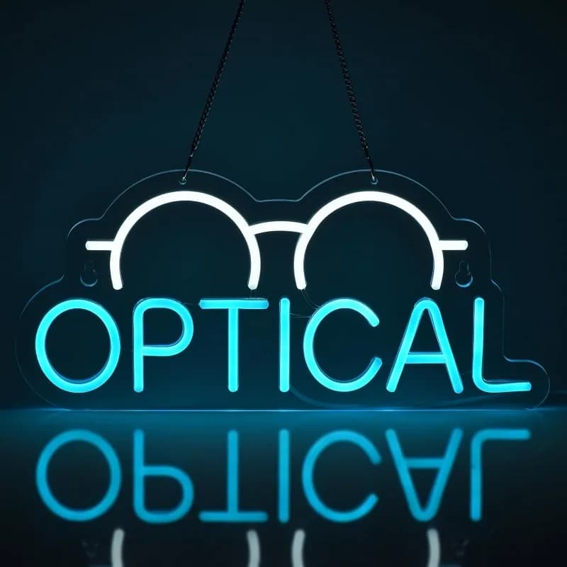 XM Insegna al neon ottica per la decorazione della parete Insegna illuminata a LED Negozio ottico Optometrist Store Segnaletica aziendale ottica per esame oculare
