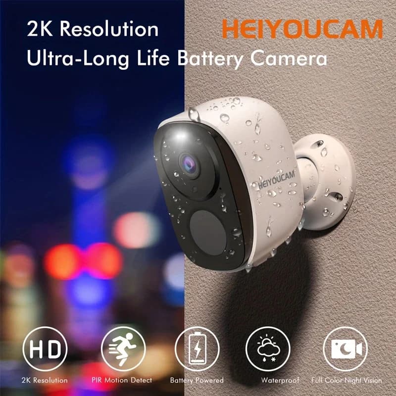 Telecamere di sicurezza Wireless Outdoor, telecamera di sicurezza WiFi alimentata a batteria 2K 3MP con sirena faretto, audio bidirezionale, impermeabile