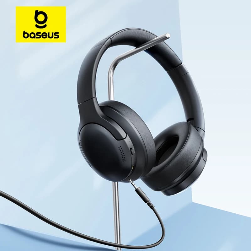 Baseus BH1 Lite Wireless Headphones Bluetooth 6.0 ENC Clear Call Headsets Super Bass Hit Earphones 80H Playtime Over Ear Headset