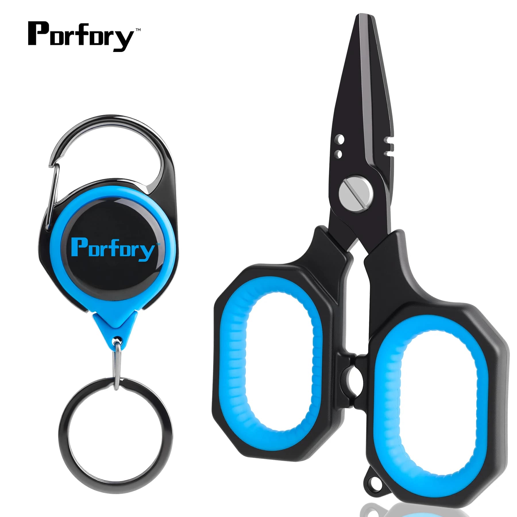 Porfory JD01 Braid Line Scissor Multifunctional Fishing Line Scissors with Retractable Badge Holder Carabiner Tackle Accessorie